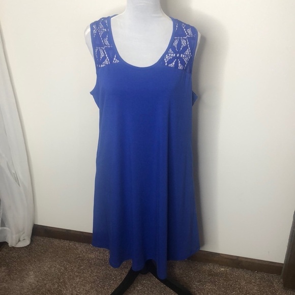 NWT Simply Noelle blue lace shift pocketed midi dress size large - Picture 2 of 15